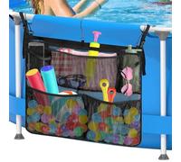 Yiomxhi Panier de Rangement de Piscine, Sac Pochette en Maille Réglable au Bord de Piscine avec 5 Poches, Organisateur Accessoire de Piscine, Convient à 5 cm Moins Rail Supérieur, Noir