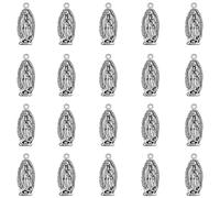 YionZian Lot de 60 breloques ovales en métal Cruz Del Perdon Catolica Virgen De Guadalupe Médaille religieuse de la Virgen Milagrosa pour fabrication de bijoux, Zinc, Pas de gemme