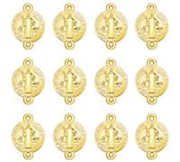 YionZian Lot de 60 breloques rondes en métal religieux San Judas avec deux boucles pour bracelets mexicains Médaille de San Benito Pendentifs Connecteur Breloque DIY Catholique Fabrication de bijoux