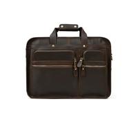 YIORYO Porte-documents en cuir for hommes, sac à bandoulière for ordinateur portable, sac à bandoulière, voyage d'affaires, étui attaché de travail(Dark brown)
