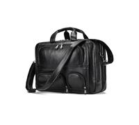 YIORYO Porte-documents en cuir for hommes, sac de messager d'affaires, sac for ordinateur portable, étui attaché, convient à un ordinateur portable de 15,6 pouces(Black)