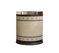 YIORYO Poubelle métallique avec couvercle en cuir, corbeille à papier ouverte for bureau, double compartiment 10L/15L, forme ronde(10L)