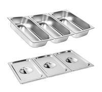 YIOUMLY Plat Four,Plat Four Rectangulaire,3x Bac Inox,Plat four Avec Couvercle- 3L-32.5 x 17.5 x 6.5cm,Robuste,Durable et Facile à Nettoyer,Adapté aux Fours et Réfrigérateurs de Cuisine