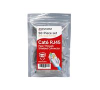 YIOVVOM Lot de 50 connecteurs RJ45 8P8C blindés Cat 6 (connecteur Cat6/fiches modulaires RJ45/extrémités Cat 6/prises Ethernet) Connecteur réseau UTP pour fil solide et câble standard, transparent,