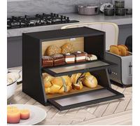 YIPEEMA. Boîte de rangement à pain multifonctionnelle, facile à emporter, noir, 40*33*25cm.