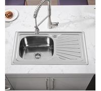 Yipeema. Évier de cuisine inox simple vasque avec plaque + égouttoir, coloris inox, 90*50*15cm.