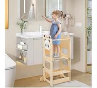 YIPEEMA. Tour d'apprentissage transformable avec planche à dessin, motif panda, 42*38,5*87cm, couleur bois naturel.