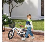 YIPEEMA. VÉLO POUR ENFANTS 16 AVEC BARRES PARALLÈLES - AVEC ROUES D'ENTRAÎNEMENT - BLANC.