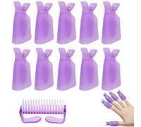 YIPFEN 10 Pièces Clips Retrait de Vernis, Capuchons Soak-Off, Outil Wrap, Grattoir, Poussoir Cuticules, 100 Cotons, Brosse, Pince Dépôt, Dissolvant Semi Permanent, Kit Gel UV Complet (Violet)