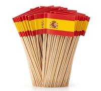YIPFEN 100 pièces drapeaux Espagne sur cure-dents, mini drapeau espagnol pour fête Euro 2026, soirée football, décoration Olympique, pique apéritif, cupcake topper, cocktail restaurant pub