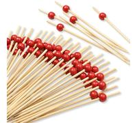YIPFEN 100 Pièces Piques à Cocktail, Brochettes pour Snacks, Décoration de Cocktail, Finger Food pour Enfants, Accessoire de Fête pour Barbecue, Anniversaire, Mariage, Soirée (12cm) (Perles en Bois)
