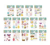 YIPFEN 14 Feuilles Autocollants Œufs de Pâques, Stickers Œufs de Pâques et Lapins, Décoration Œufs de Pâques Enfants, Cadeaux Créatifs pour Pâques