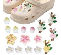 YIPFEN 16 Pièces Pins Crocs Fleur Breloques Chaussures Décoration Sakura Charms Crocs Accessoires Pour Sabots