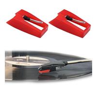YIPFEN 2 pièces Aiguilles de Remplacement pour Platine, Cellule et Tourne-Disque, Set Compatible avec Platine Vinyle et Lecteur de Disques, pour (Rouge)