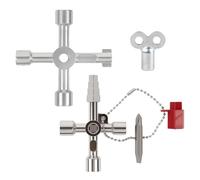 YIPFEN 2 pièces clé universelle multifonction 4-en-1 pour radiateurs, clé passe-partout & 1x e purge de radiateur - pour eau, gaz, compteurs électriques & armoires électriques