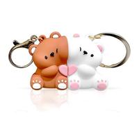 YIPFEN 2 pièces Porte-clés ours pour couple, pendentif ours mignon pour partenaire, porte cle mignon couple, cadeau pour un anniversaire, un anniversaire ou la Saint-Valentin, porte clef amour