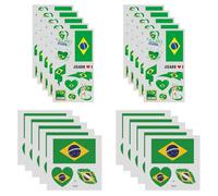 YIPFEN 20 Tatouages Temporaires Brésil, Stickers Drapeau Imperméables, 2 Designs Différents de 10 Feuilles Chaque, Tatouages Brésiliens pour Fête, Décoration et Supporters de la Coupe du Monde 2026