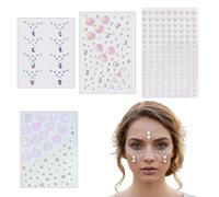 YIPFEN 4 Pièces Autocollants Visage Strass Étincelants Motif Écailles de Poisson, Autocollants Sirène Auto-adhésifs, Maquillage Carnaval et Fête