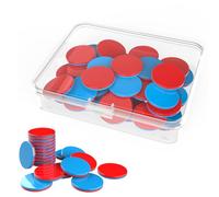 YIPFEN 50 pcs Jetons de Calcul Double Face Aide à l'Apprentissage des Mathématiques, Matériel Éducatif pour Addition, Soustraction et Décomposition des Nombres (24x3mm) (Rouge/Bleu)