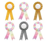YIPFEN 6 PCS Accessoires Hobby Horse, Rosettes pour Gagnants, Décorations pour Cheval en Bois (Or, Argent, Arc-en-ciel, Cuivre)