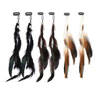 YIPFEN 6 pièces Pinces à Cheveux avec Plumes, Plumes Boho Hippie pour plume cheveux et plume pour cheveux, Barrette à Plumes Clip-In pour Femmes, Accessoires pour Costume de Pirate