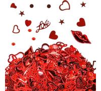 YIPFEN 600pcs Confettis Anniversaire, Confettis d'amour, Confetti de Cœur, Confetti Anniversaire Décoration de Table, Décoration de Confettis pour Saint-Valentin, Anniversaire, Fête (Rouge)