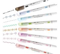 YIPFEN 8 pièces Set de surligneurs double pointe, résistants aux bavures et ne traversant pas le papier, stylo contour coloré, surligneur à ligne ondulée pour cahiers, marqueur à ligne colorée