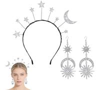YIPFEN Bandeau Étoile Lune Brillant avec Paillettes, Bijoux de Cheveux Scintillants, Cerceau de Cheveux Halo Couronne, 3 Pièces, Pour Femmes et Filles, Anniversaire et Fête Costumée
