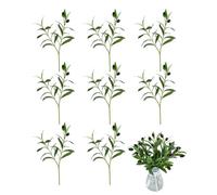 YIPFEN Branches d'olivier artificielles - Lot de 8 ultra-réalistes avec 2 fourches et 2 olives par branche, pour décoration méditerranéenne maison, bureau, mariage.
