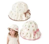YIPFEN Chapeau Bébé Fille Lot de 2, Bonnet Naissance Coton Respirant Ajustable 45-50cm, Protection Solaire UV Bob Enfant 0-2 Ans