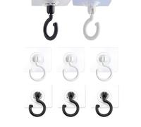 YIPFEN Crochets Adhésifs Plafond & Muraux 6 Pièces (3 Blancs, 3 Noirs) - Fixation Sans Perçage, Auto-Adhésifs Extra Forts pour Décoration, Luminaires, Cuisine, SdB.