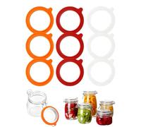 YIPFEN Joints Silicone Bocaux Conservation - Lot de 9 (70x95mm), Bagues d'étanchéité Étanches & Réutilisables 3 Couleurs (Orange, Blanc, Rouge) pour Weck, Le Parfait.