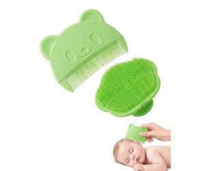 YIPFEN Kit Brosse et Peigne Bébé 2 Pcs, Brosse Cheveux pour Croûtes de Lait et Cuir Chevelu Sensible, Massage Doux Relaxant pour Rituel de Sommeil Nouveau-Né, Vert Clair