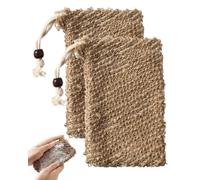 YIPFEN Lot de 2 Sacs à Savon Solide en Jute & Maille Mousseuse, Accessoire Bain Douche Moussant & Exfoliant, Séchage Hygiénique Compatible Shampooing & Gel