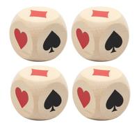 YIPFEN Lot de 4 dés Belote, dés de Jeu en Bois Massif, idéal pour Les Parties de Belote (3 cm)
