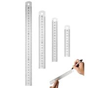 YIPFEN Lot de 4 Regles Métalliques 10cm 15cm 20cm 30cm en Acier Inoxydable avec Double Échelle Pouces et Millimètres, Reglet pour École, Bureau et Dessin Technique