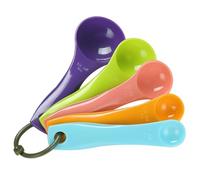 YIPFEN Lot de 5 Cuillères Doseuses Plastique avec Double Échelle, Colorées, Empilables avec Anneau de Suspension, pour Cuisine, Pâtisserie, Dosage Précis Aliments Secs et Liquides