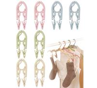 YIPFEN Lot de 8 Cintres de Voyage Pliables avec Pinces, 4 Couleurs (Chaque 2X Blanc/Rose/Vert/Bleu), Cintre Pliable Compact pour Valise, Idéal pour Camping, Hôtel et Séchage de Vêtements
