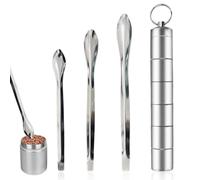 YIPFEN Miniature Salière 1 Pièce, Ensemble de Mini Pots à Épices, Rechargeables, En Acier Inoxydable, Contient 3 Petites Cuillères, Boîte à Épices, le Bifteck et le Barbecue
