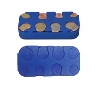 YIPFEN Monnayeur 1 Pièce pour Pièces Euro, 8 Compartiments de 1 Cent à 2 Euros, Pratique Trieur et Porte-Monnaie pour Maison, Bureau et Voiture, Bleu