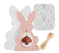 YIPFEN Moules en Silicone Lapin de Pâques et Œufs pour DIY et Décoration - 2 Pièces avec Corde de 1,4m - Antiadhésif et Réutilisable