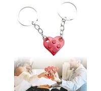 YIPFEN Porte clef couple 2 Pièces Style Bloc de Construction Cadeau pour Saint-Valentin Mariage Noël Rouge