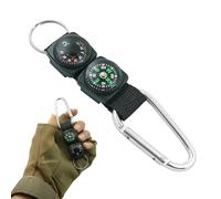 YIPFEN Porte-clés Boussole avec Thermomètre Outil de Navigation Multifonctionnel pour l'Extérieur Mousqueton Porte-clés pour Randonnée Camping Accessoire Pratique pour Aventuriers