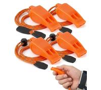 YIPFEN Sifflet de Survie Double Fréquence, 4 Pièces Orange Extra Fort en Plastique avec Cordon, Idéal Randonnée, Camping & Sports Nautiques pour Signalisation d'Urgence et Sécurité Extérieure.