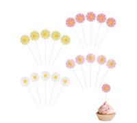 YIPFEN Toppers Gâteau Marguerites 20 Pcs, 4 Couleurs, en Plastique. Réutilisables, idéaux Anniversaire, Mariage, Baby Shower & Fêtes. Ambiance Joyeuse Assurée.