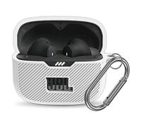 YIPINJIA Coque de protection en silicone pour JBL Tune 230NC TWS - Résistante aux rayures et aux chocs - Compatible uniquement avec les écouteurs JBL 230NC - Étui de chargement avec mousqueton (blanc)