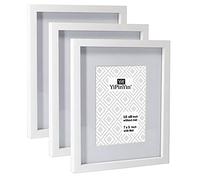 YiPinYin - Lot de 3 Cadres photo blancs 8 x 10 pouces avec passe-partout pour photos 5 x 7 pouces, Cadres photo 10x8 pouces en boîte avec fenêtre frontale en plexiglas pour pose sur table ou montage