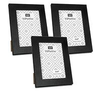 YiPinYin Lot de 3 cadres photo noirs de 4x6''(15x10 cm) avec fenêtre en verre Largeur du cadre Cadre photo avec une délicate texture grain de bois pour montage mural et bureau