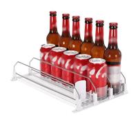 YIPOKELSM Distributeur de canettes de Soda for réfrigérateur, Organisateur de Boissons réglable de Grande capacité for réfrigérateur avec Surface Fine à Ressort for comptoirs (Blanc)(Black)