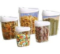 YIQI 5 Pièces Transparent Boîte Alimentaire Hermétique de Rangement Conservation à Céréales Fruits Secs 1440 ml, 960 ml, 720 ml, 480 ml, 300 ml